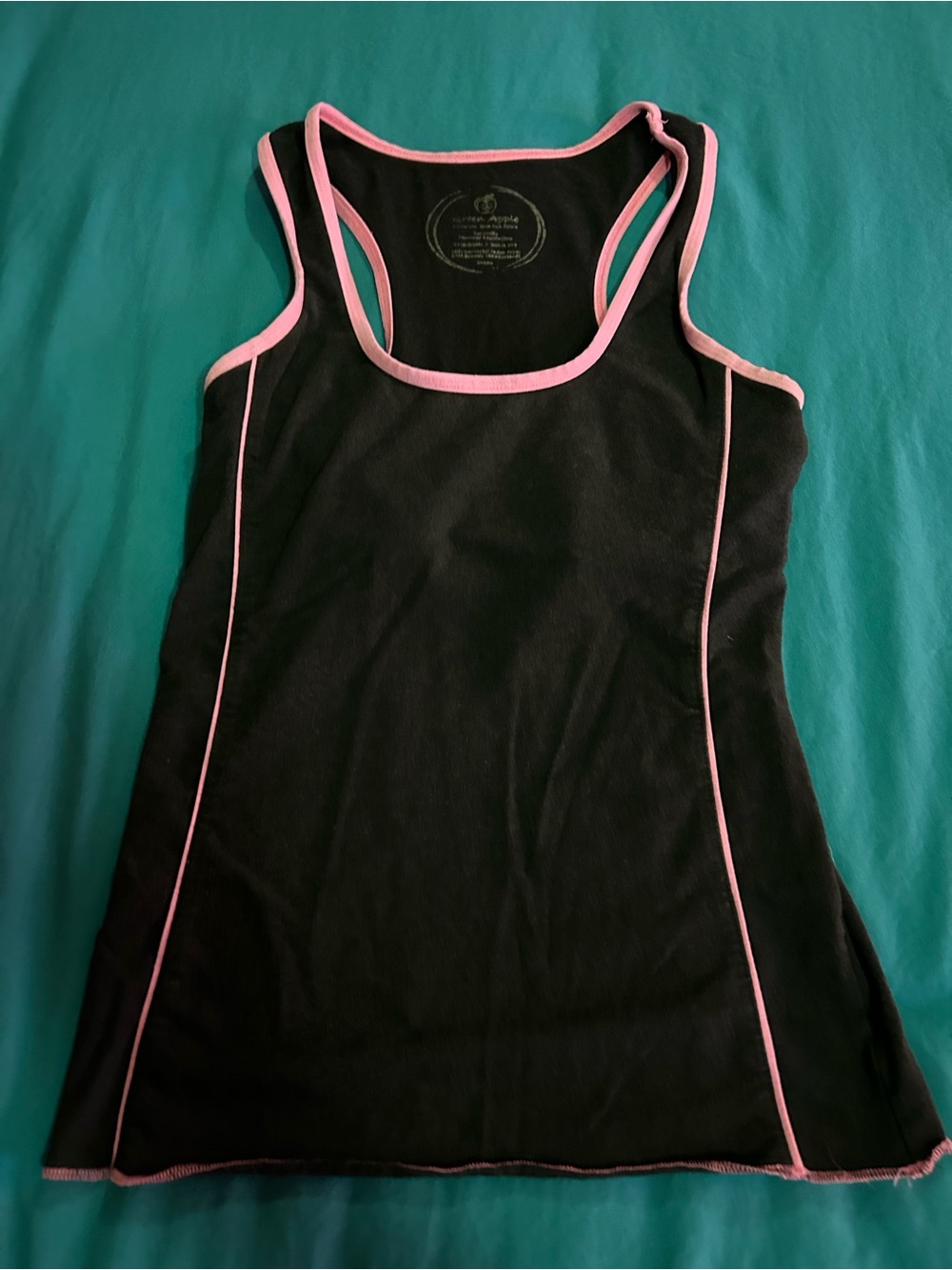 Green Apple Black Tank with Pink Piping Athletic Top